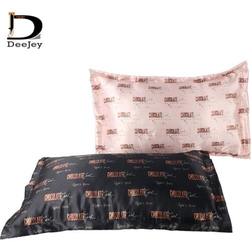 Customized brand name full over repeat logo printing satin silk pillow case