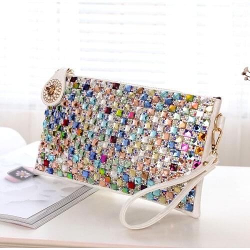 Colorful Rhinestone Women Clutch Bag Designer Luxury Diamond Ladies Evening Bag Chic Shoulder Crossbody Bags Party Small Purse
