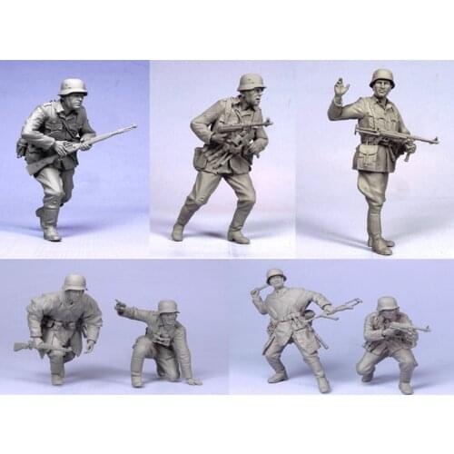 1:35 Ratio Die-cast Resin 7 Soldiers Of The German Army Of The Second World War Need To Assemble And Color By Themselves