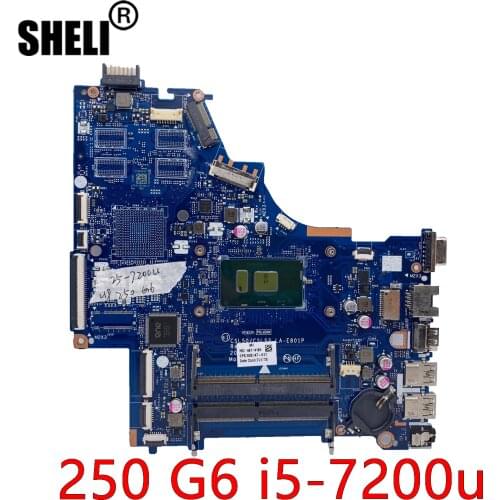 SHELI For HP 250 G6 15-BS Laptop Motherboard 926247-601 926247-001 LA-E801P i5-7200u CPU DDR4 100% Test