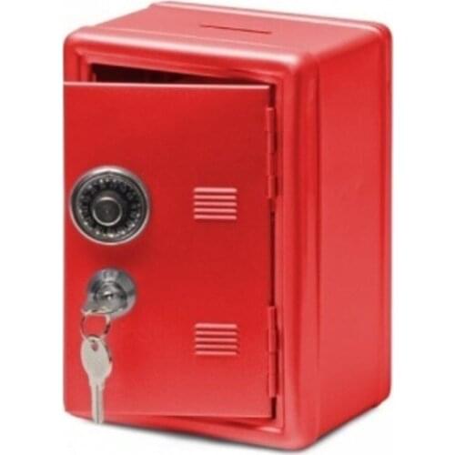 Metal Money Box Key Locked Safe Mini Piggy Bank - Decoration Quality Material - Money Saving Product - Red and Black Colors