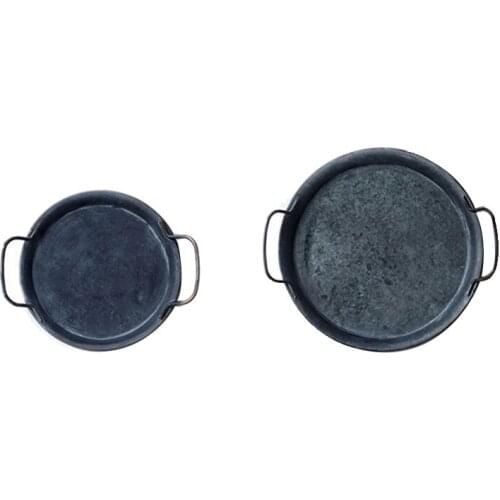 Retro Metal Plate With Handle Round Vintage Storage Bread Tray Home Decoration Photo Props