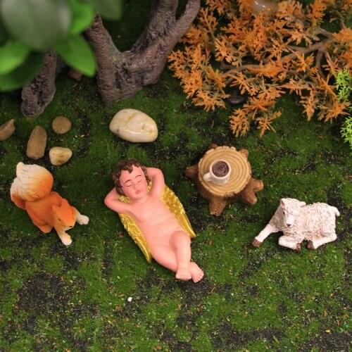 Miniature Rural Live Ornaments Modern Decor For Garden Decoration Moss Micro Landscape lamb Coffee Home Decor Mini Crafts