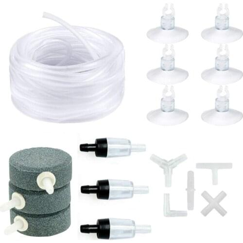 New Aquarium Air Pump Accessories Set,20 Feet Airline Tubing for Fish Tank with Air Stones,Suction Cups and Connectors