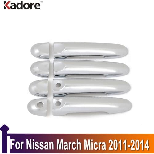 For Nissan March Micra 2011 2012 2013 2014 ABS Chrome Side Door Handle Cover Trim Car Styling Auto Exterior Accessories