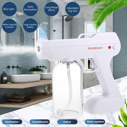 Nano Spray Machine Rechargeable Blue Light Nano Atomizer Sterilizing Sprayer 380ml Large Capacity 2 Adjustable Levels Long