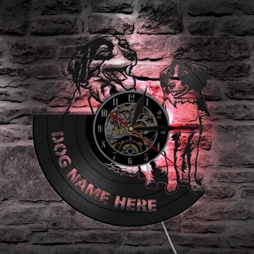 Kooikerhondje LED Vinyl Record Wall Clock Custom Dog Name Nederlandse Dog Breed Night Light Personalised Puppy Pet Owner Gift