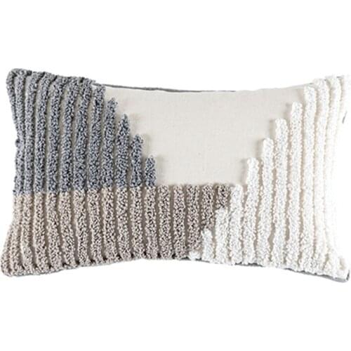 Nordic Style Modern Macrame Tufted Throw Pillow Case Boho Chic Irregular Geometric Circle Pattern Decorative Cushion Cover