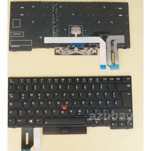 German DE Keyboard for Lenovo Thinkpad E480 E485 T480s L480 L380/Yoga, T490 E490 E495 T495 L390/Yoga, L490 P43s, Backlit Black