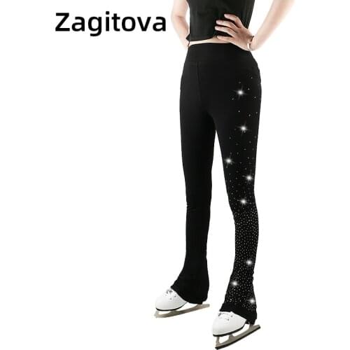 Ice Figure Skating Dress Practice Pants Trousers Girls Women Skate Dressing Tights Leggings With Rhinestones