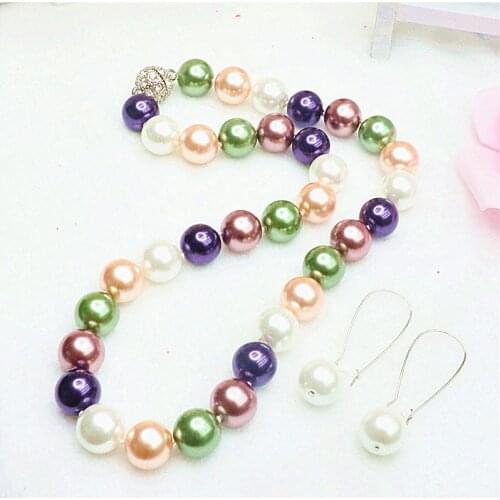 Wholesale 8mm Diy Making beads Glass shell Pearl Necklace Earring Multicolor Color Pearls Necklace jewelry For Women 18inch H5