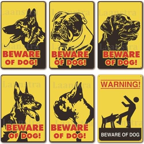 Warning Iron Sign Garden Decoration Sign Beware of Dogs Door Plate Tin Sheet Sign Home Decor Wall Poster Iron Plate Metal Sign