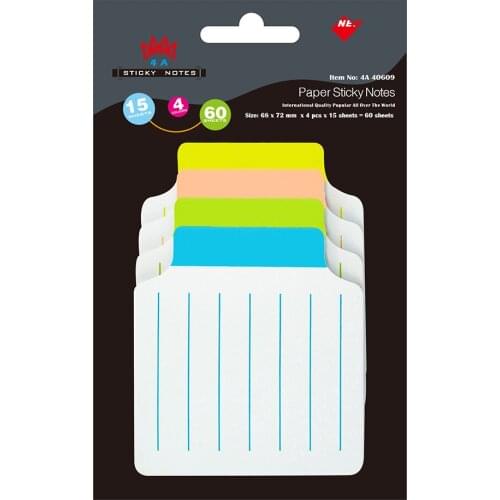 4A Divider Sticky Notes Note Tabs 2 2/3 x 2 7/8 Inches White Paper Stationery Planner Stickers Memo Pads Notepad 4A 40609