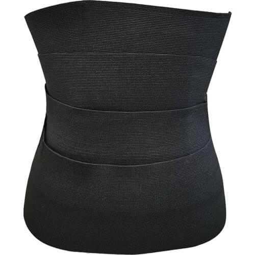 Women Men Free Size 300cm Body Long Torso Waist Trainer Short Sweat Slimming Belt Wraps Weight Loss Belt Waist Support Black
