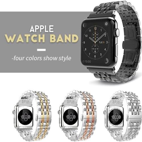 Stainless Steel Strap for Apple Watch Band 38mm 42mm 7 Links Watchband Smart Watch Metal Bracelet for Apple Watch Series 4 3 2 1