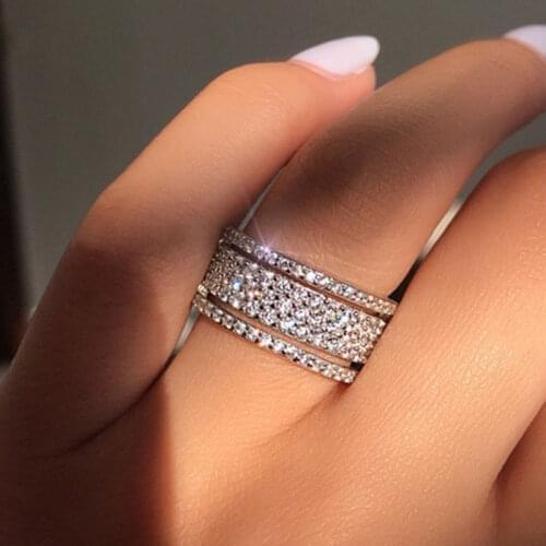 Luxury Fashion Women Diamond Ring Crystal Fine Jewelry Gift Rings Creative Rhinestone Wedding Bridal Engagement Finger Rings