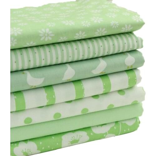 7pcs/lot Print Twill Cotton Fabric For Sewing Baby&Children Bedding Clothe Dress Skirt Patchwork Green Tissue Material 50x50cm