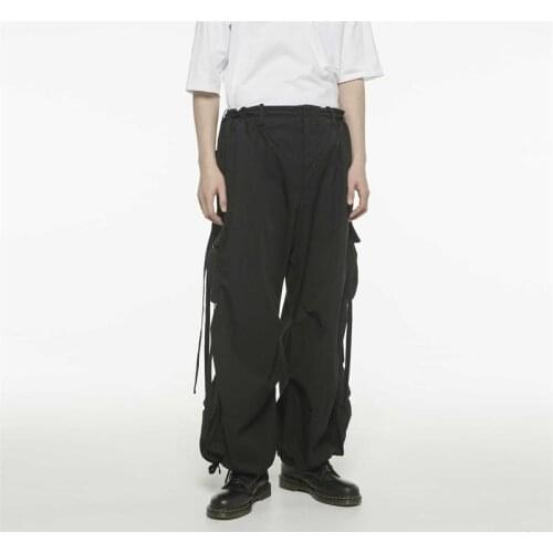 Mens pants, military style lantern pants, cotton wide leg pants, dark designer, casual loose, overalls trendy men