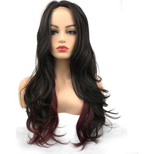 Lace Front Wigs Synthetic Long Curly Wigs Womens Black/Blond Hairpiece Natural Hair StrongBeauty
