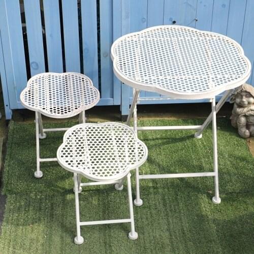 Iron Flower Folding Small Tables And Chairs Household Practical Leisure Table Portable Flower Rack Stool Outdoor Furniture