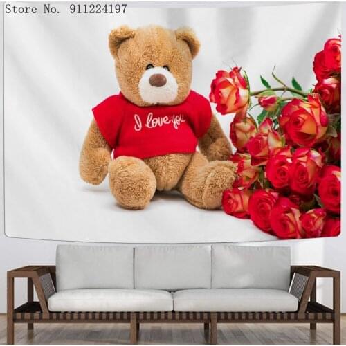 Teddy Bear Tapestry 3D Print Cartoon Little Bear Wall Hanging For Living Room Wall Carpets Home Decoration Wall Tapestry