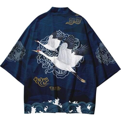Crane 3D Printing Japanese Kimono Haori Yukata Cosplay Uzumaki Women/Men Fashion Summer Short Sleeve Streetwear Jackets Clothes