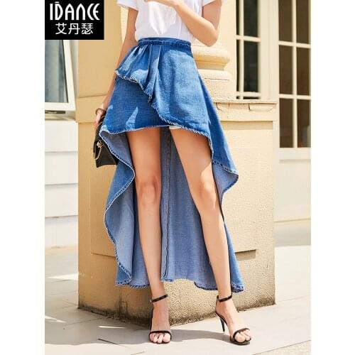 TIYIHAILEY Free Shipping Fashion Long Maxi Denim Jeans Skirt For Women Plus Size XS-XL Summer Skirts High Low Irregular Skirts