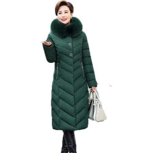 Hooded long parka coat women black wine red blue plus size warmth clothing 019 winter new leisure fashion down cotton coat JD720