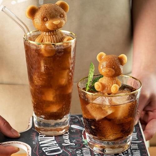 1 pcs Silicone Ice Cream Mold Cartoon Bear Shape Popsicles Ice Cube Molds Lovely DIY Homemade Decorating Maker Mould For Kitchen