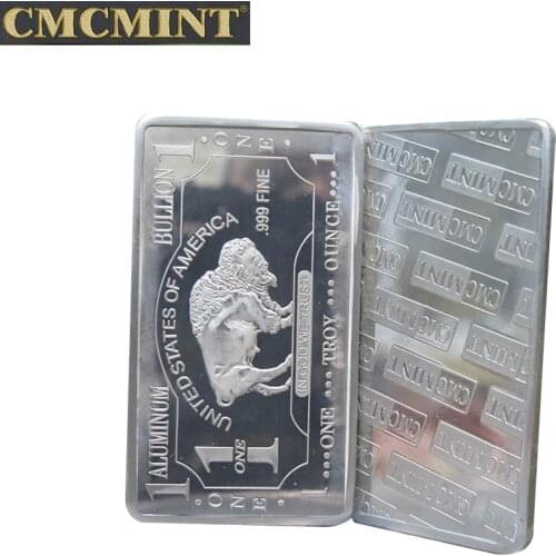1 Troy OZ Pure Aluminum Bullion Buffalo Bar Replica Copy Coin .999 Fine Collectible Commemorative Gift B62B