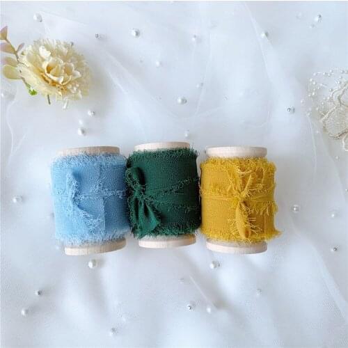 3rolls/set roll ins style Handmade Chiffon Frayed Edged Silk ribbon wedding bouquet streamers photography styling, gift wrapping