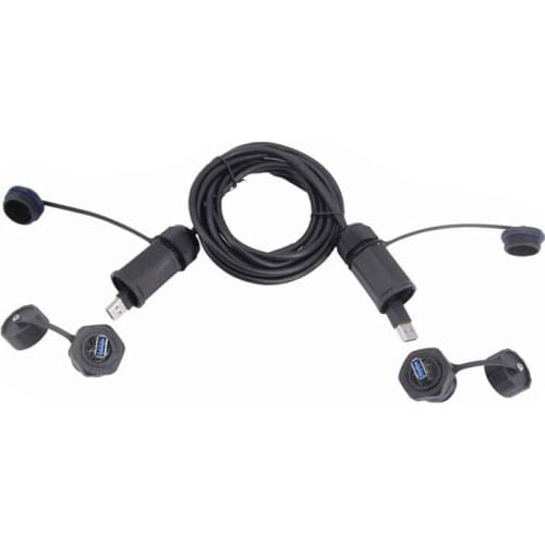 3M Double USB 3.0 Waterproof M25 IP68 Extension Cable Connector Pair USB Female Socket Plug Panel Mount Adapter With Cap 10FT