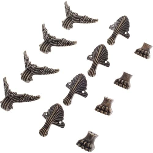 4Pcs Decorative Jewelry Wine Gift Box Wooden Case Chest Edge Cover Corner Protector Guard Antique Bronze Corner Chinese Crafts