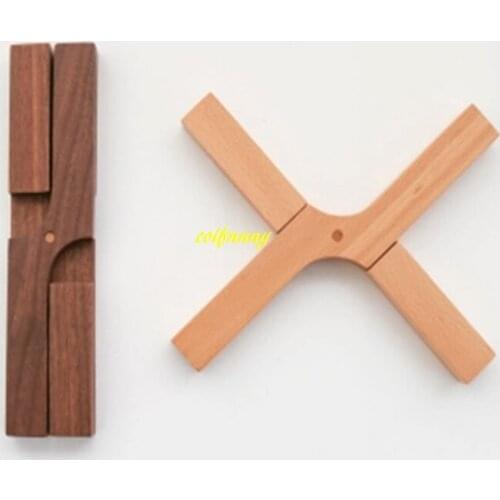 50pcs/lot Newest Black Walnut & Beach Wooden X Type Heat Insulation Pad For Cooking Pan Coffee Cups Nature Solid Wood Table Mat