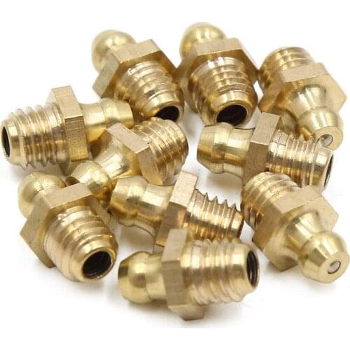 8mm 10pcs M8 x 1.25 Thread Brass Straight Grease Nipple Fitting for Car