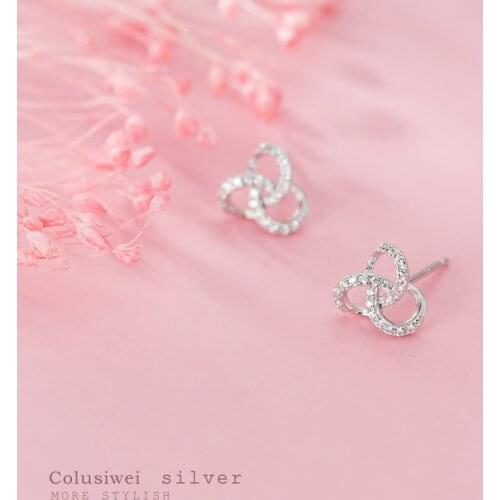 COLUSIWEI Cloverr Stud Earrings for Women Authentic 925 Sterling Silver Fashion Jewelry Accessories Wedding Engagement Ear Pins