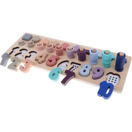 Kids Wood Geometric Shape Number Colors Cognitive Matching Blocks Toy Gift