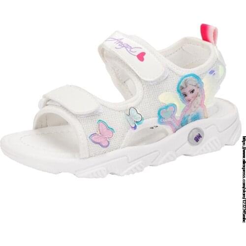 Disney Newest Kids Sandals For Girls Princess Shoes Fashion Frozen Elsa Anna Children Sweet Beach Shoes Girls Baby Sandals