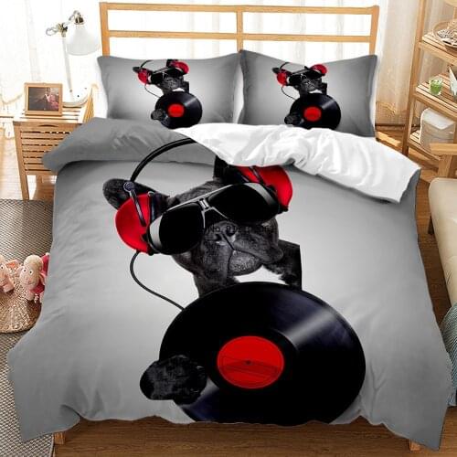 Pet Dog Household Bedding 3d Printed Microfiber Animal Duvet Cover Sets Pillowcase Cute Bedroom Decoration for Children