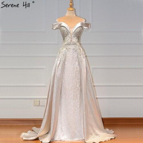 Dubai Ivory Sweetheart Crystal Sexy Evening Dresses 2020 Dubai Design Sleeveless Luxury Evening Gowns LA60925