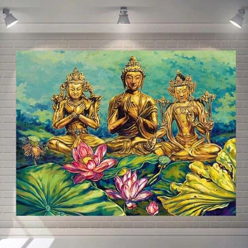 Lotus buddha tapestries revetement mural home decorative fabric wall hanging blanket