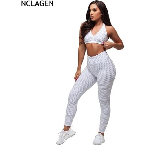 NCLAGEN Yoga Set Women Sportwear Leggings And Top Push-up Running Breathable Sport Outfit Workout Clothes Jacquard Fitness Suit