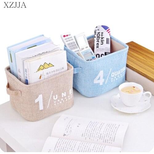 XZJJA Animal Dots Cotton Linen Sundries Toys Storage Box Baskets Foldable Dresser Desktop Makeup Organizer Cosmetics Container