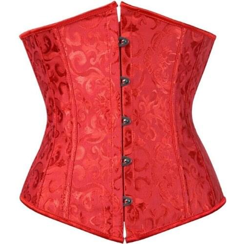 Gothic Corset Women Sexy Lingerie Bustier Jacquard Brocade Underbust Corsets With Straps Zipper Burlesque Top Corsetto