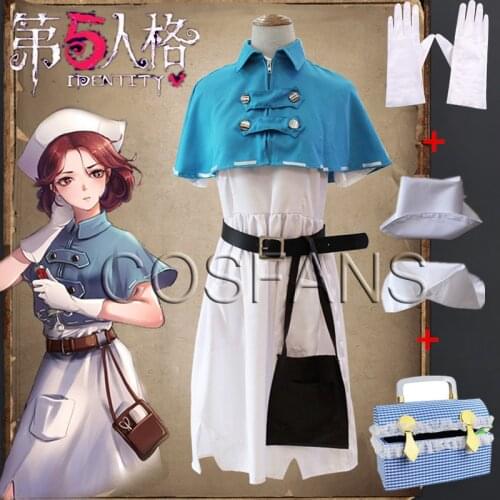 Game Identity V Emily Dyer Doctors cosplay Shawl dress Doctor game costume lady blue skirt nurse hat anime halloween costume