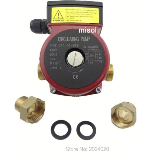 110v Brass circulation pump 3 speed, for hot water heating system, for solar water heater