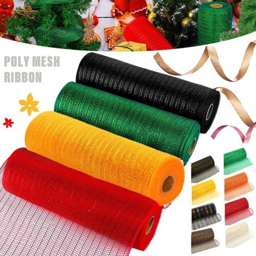 10 Yards Poly Mesh Ribbon DIY Decorating Rolls Crafts Packaging Festival Supplies for Wreaths Swags Bows Wrapping Home Decor