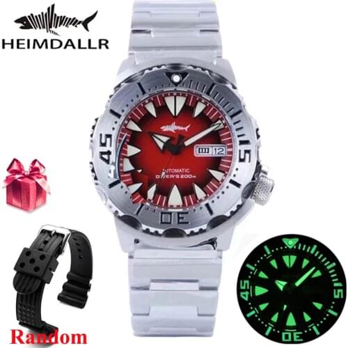 HEIMDALLR Sharkey Monster Mens Diver Watch Super Luminous Dial Black PVD NH36 Automatic Mechanical 200M Water Resistant Newest