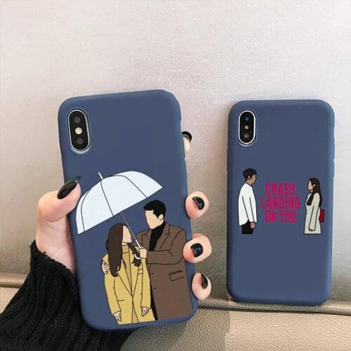 Crash Landing On You Phone Case for iPhone 12 mini 11 Pro XS MAX X XR 7 8 6 Plus Candy Color blue Soft Silicone Cover