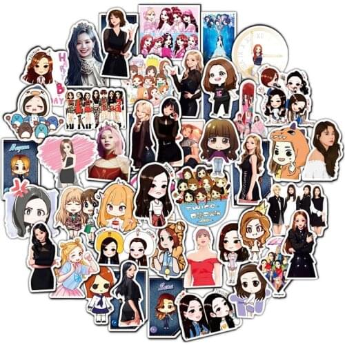 50Pcs Kpop Cartoon Twice Girl Group Stickers For Laptop Skateboard Luggage Refrigerator Notebook Helmet Toy